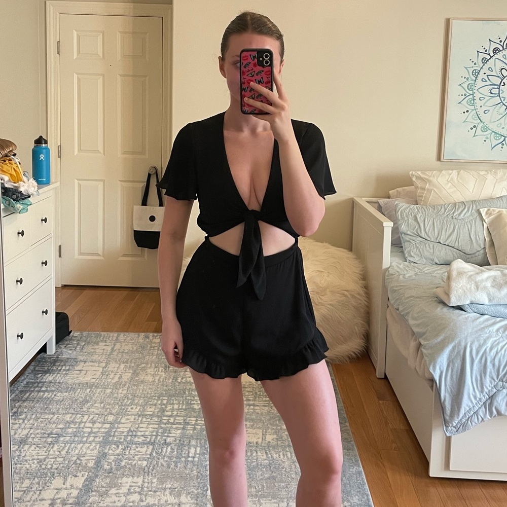 Show me your mumu black cut out romper